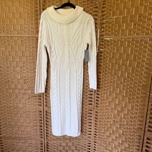 Eva Mendes NWT Soft Cream Knit Sweater Dress Women's Petite Large